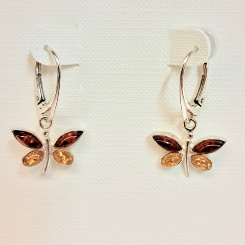 HWG-2311 Earrings Butterflies, Multi-Color Amber $45 at Hunter Wolff Gallery